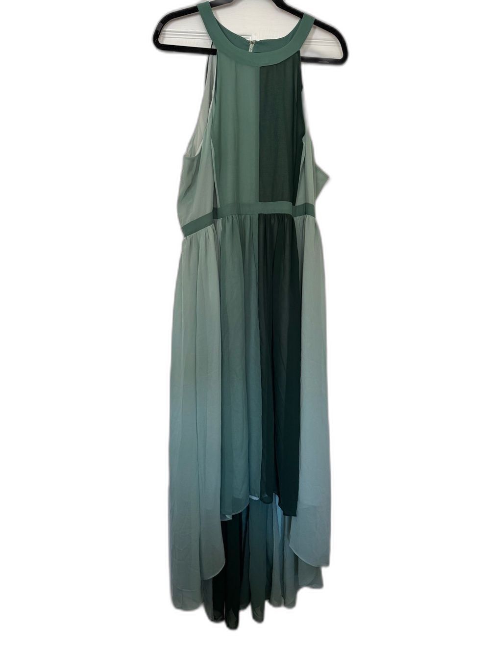 2x Mod Cloth Sleeveless High-Low Chiffon Dress in Sage and Forest Green